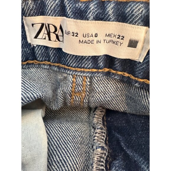 Vintage Zara Size 0 High-Waisted Blue Denim Jeans - Picture 2 of 11